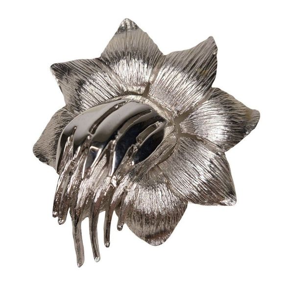 Vintage RARE Signed Ledo SIlver Tone Abstract Flower STATEMENT BROOCH‎ great - Picture 6 of 6